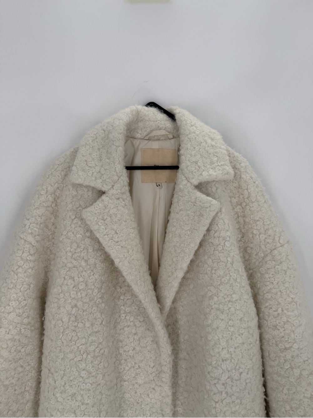 Maison Haussmann Faux Fur Boucle Teddy Shearling Long Maxi Oversized Cream Coat